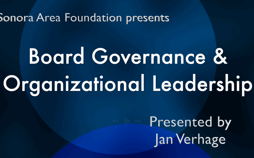 Sonora Area Foundation: Nonprofit Board Governance